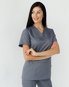 Медицинская рубашка женская Топаз темно-серая